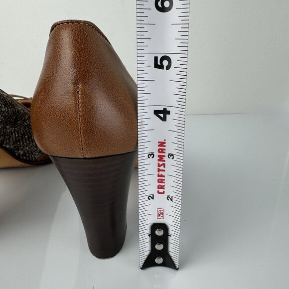 Talbots Margot Block Heel Pumps 9.5 Brown Tweed Leather Womens Shoes Academia - Picture 5 of 16